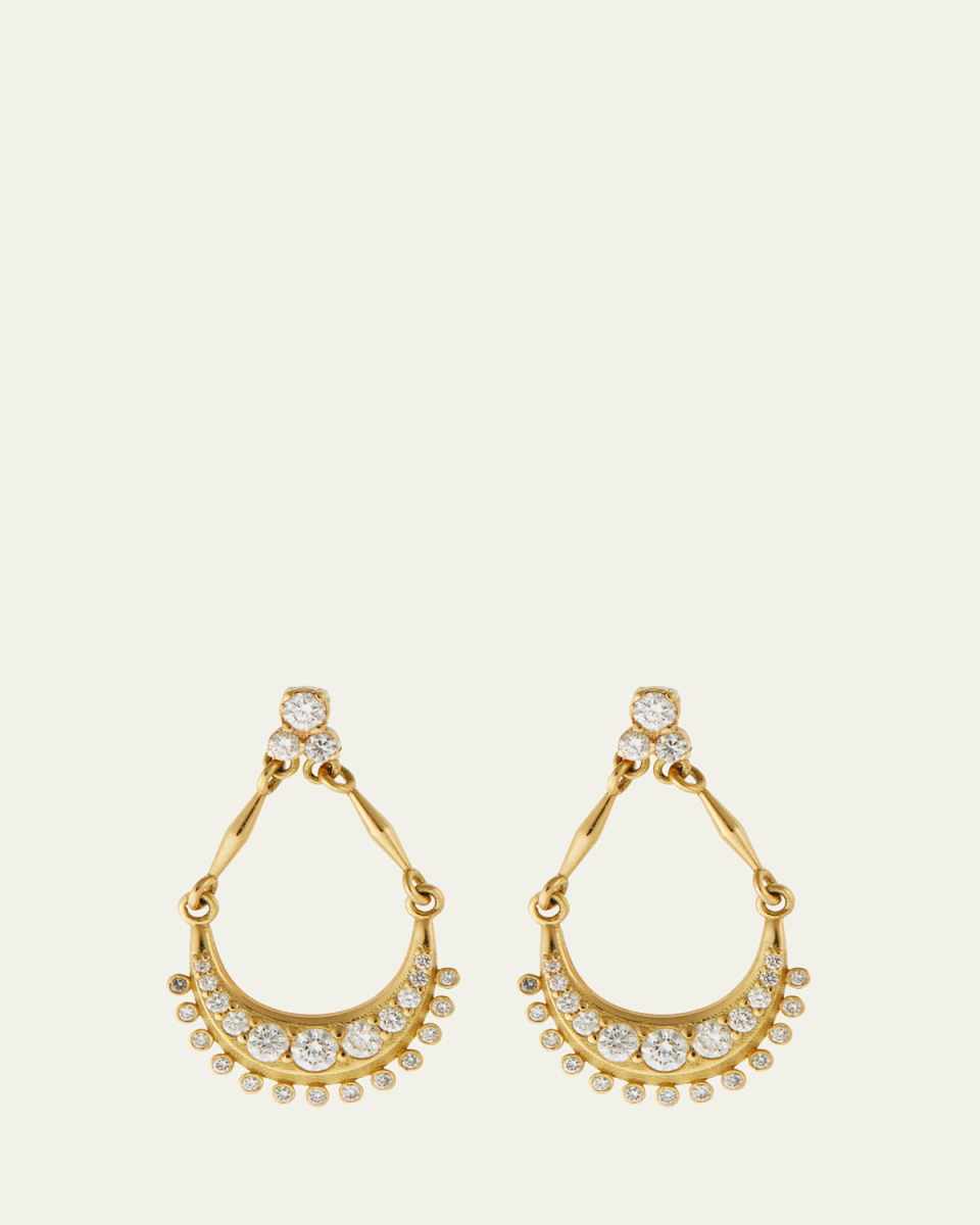 18K Yellow Gold Luna Dangle Earrings with Diamonds